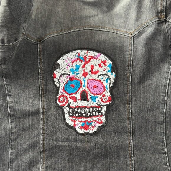 Addition Elle Jean Jacket with Sequined Scull - 2X - NWT - Picture 11 of 15